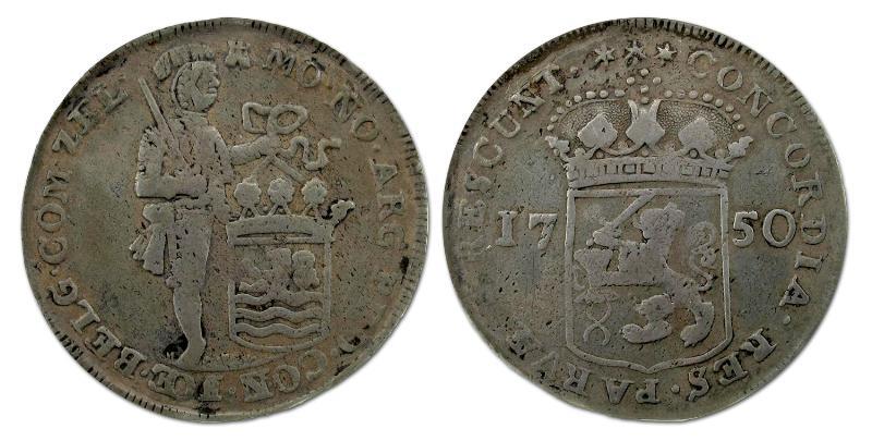Zilveren dukaat Zeeland 1750. Fraai / Zeer Fraai.                                                                                                                                                                                                              
