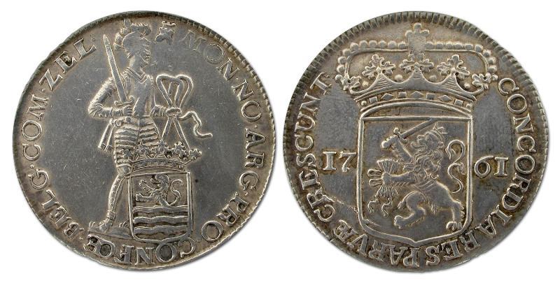 Zilveren dukaat Zeeland 1761. Zeer Fraai / Prachtig.                                                                                                                                                                                                           