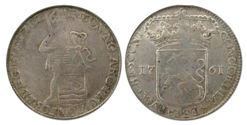 Zilveren dukaat Zeeland 1761. Fraai / Zeer Fraai.                                                                                                                                                                                                              