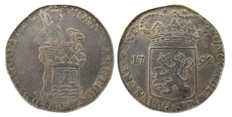Zilveren dukaat Zeeland 1792. Fraai / Zeer Fraai.                                                                                                                                                                                                              