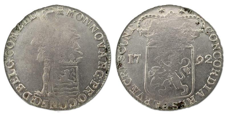 Zilveren dukaat Zeeland 1792. Fraai.                                                                                                                                                                                                                           