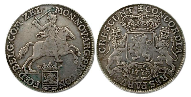 Dukaton of zilveren rijder Zeeland 1773. Zeer Fraai +.                                                                                                                                                                                                         