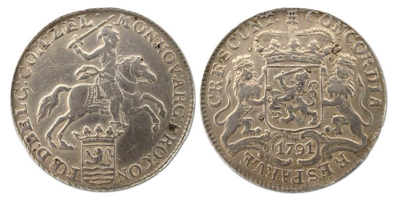 Dukaton of zilveren rijder Zeeland 1791. Fraai / Zeer Fraai.                                                                                                                                                                                                   