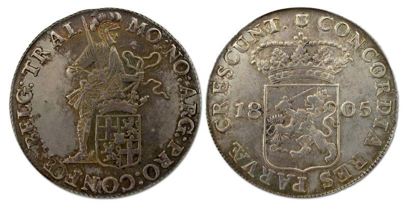 Zilveren dukaat Utrecht 1805. Prachtig.                                                                                                                                                                                                                        