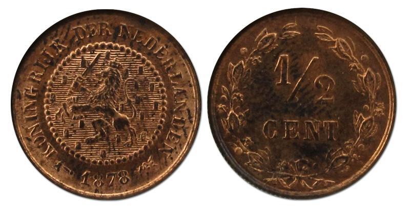 1/2 cent Willem III 1878. FDC.                                                                                                                                                                                                                                 