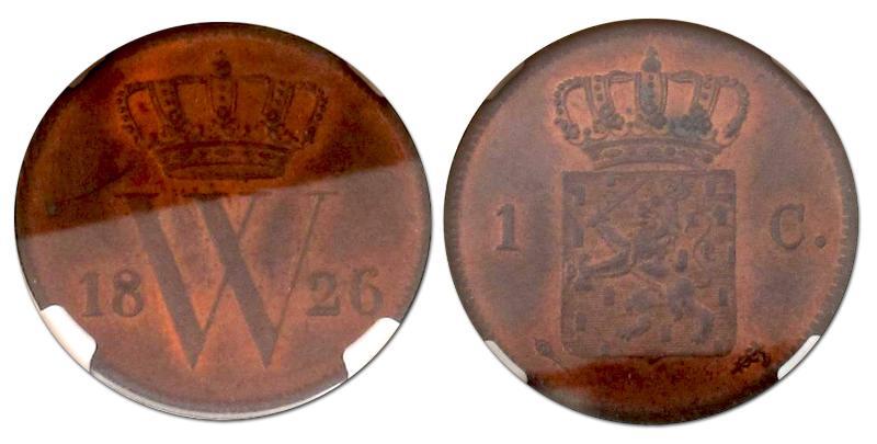 1 cent Willem I 1826 U. FDC.                                                                                                                                                                                                                                   