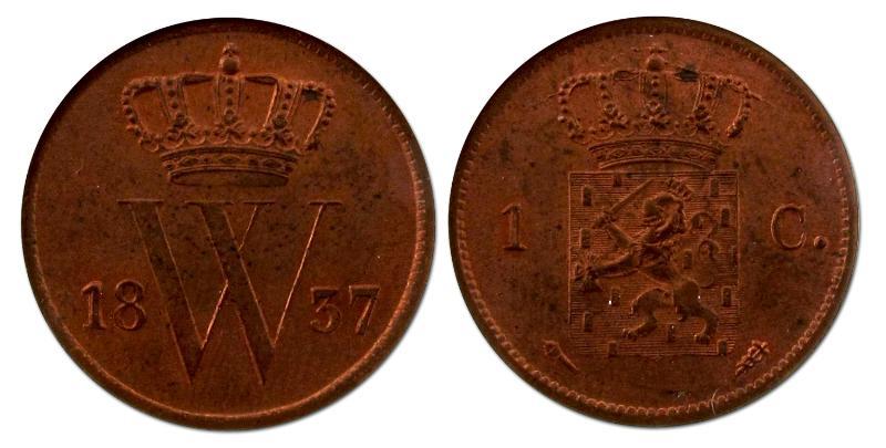 1 cent Willem I 1837. FDC.                                                                                                                                                                                                                                     
