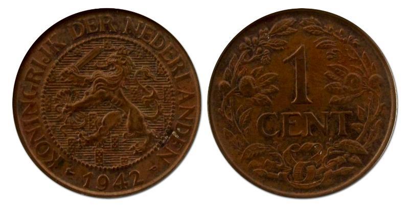 1 cent Wilhelmina 1942. FDC.                                                                                                                                                                                                                                   