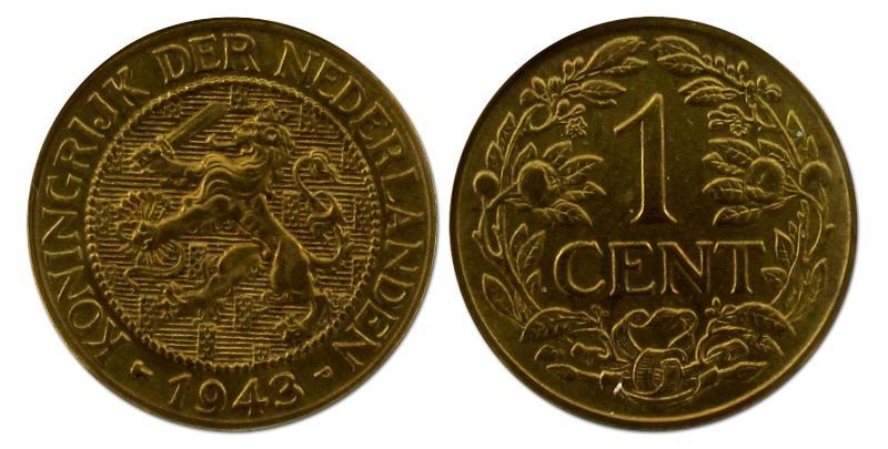 1 cent Wilhelmina 1943. FDC.                                                                                                                                                                                                                                   