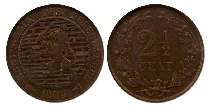 2 1/2 cent Willem III 1883. Prachtig -.                                                                                                                                                                                                                        
