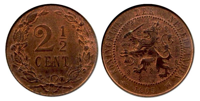 2 1/2 cent Wilhelmina 1905. Prachtig / FDC.                                                                                                                                                                                                                    