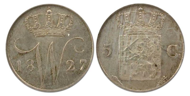 5 cent Willem I 1827 U. FDC -.                                                                                                                                                                                                                                 