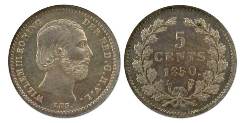 5 cent Willem III 1850. FDC.                                                                                                                                                                                                                                   