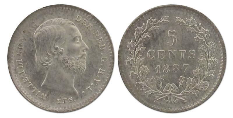 5 cent Willem III 1887. Prachtig / FDC.                                                                                                                                                                                                                        