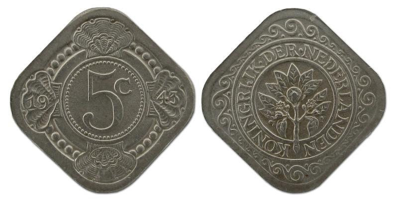 5 cent Wilhelmina 1943. FDC.                                                                                                                                                                                                                                   
