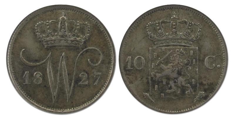 10 cent Willem I 1827 U. Zeer Fraai / Prachtig.                                                                                                                                                                                                                