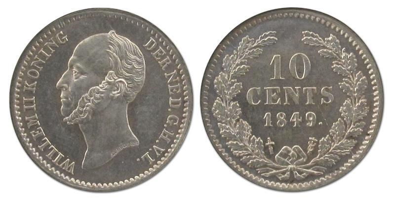 10 cent Willem II 1849. FDC.                                                                                                                                                                                                                                   