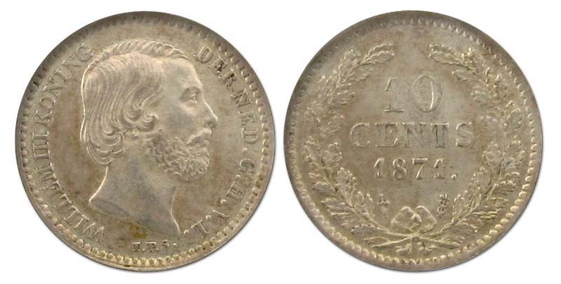 10 cent Willem III 1871. Prachtig.                                                                                                                                                                                                                             