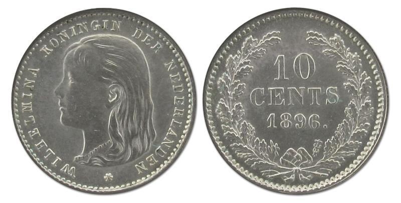 10 cent Wilhelmina 1896. Prachtig +.                                                                                                                                                                                                                           