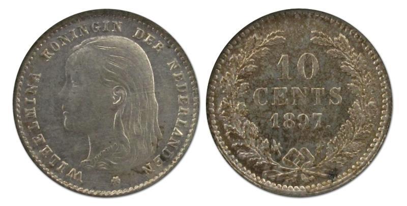 10 cent Wilhelmina 1897. Prachtig.                                                                                                                                                                                                                             