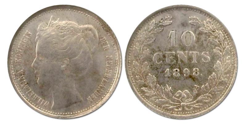 10 cent Wilhelmina 1898. Fraai +.                                                                                                                                                                                                                              