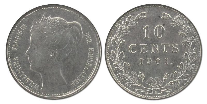10 cent Wilhelmina 1901. Fraai / Zeer Fraai.                                                                                                                                                                                                                   