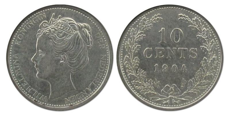 10 cent Wilhelmina 1904. Prachtig -.                                                                                                                                                                                                                           