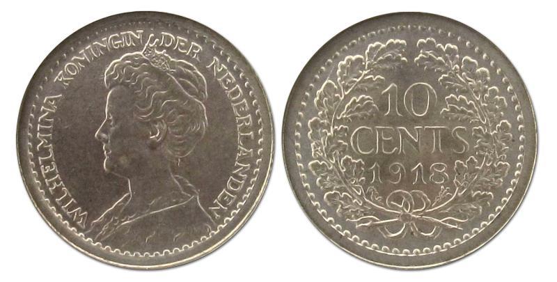 10 cent Wilhelmina 1918. FDC.                                                                                                                                                                                                                                  