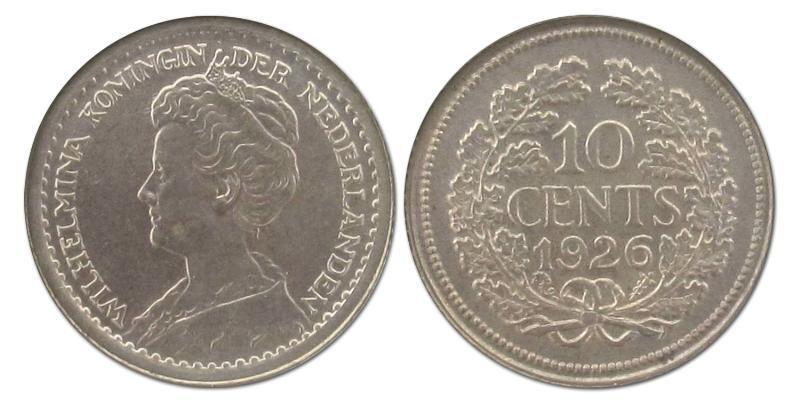 10 cent Wilhelmina 1926. Prachtig.                                                                                                                                                                                                                             