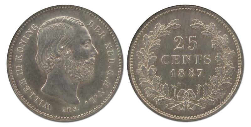 25 cent Willem III 1887. FDC.                                                                                                                                                                                                                                  