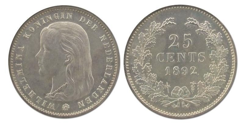 25 cent Wilhelmina 1892. FDC.                                                                                                                                                                                                                                  