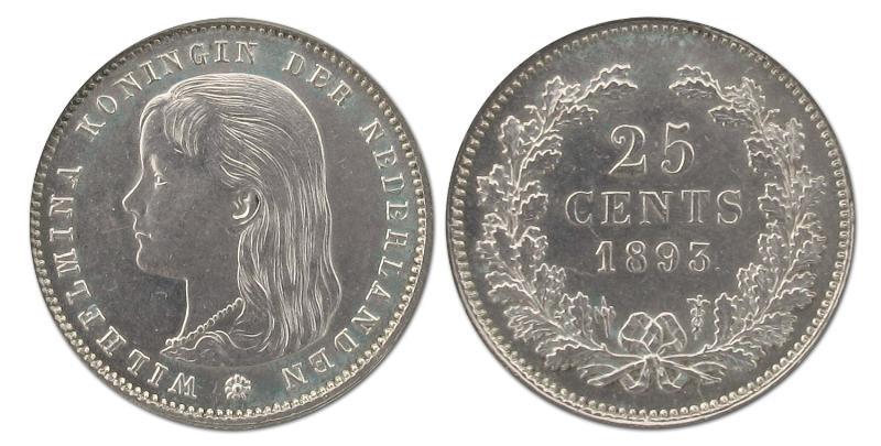 25 cent Wilhelmina 1893. FDC.                                                                                                                                                                                                                                  