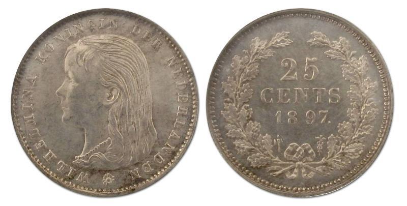 25 cent Wilhelmina 1897. FDC -.                                                                                                                                                                                                                                