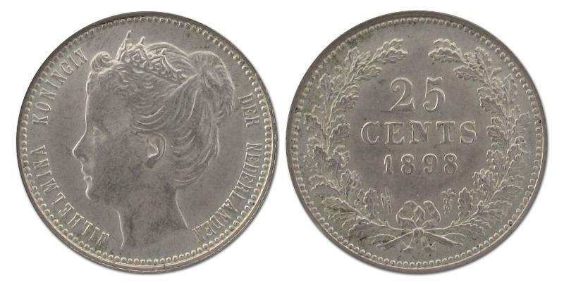 25 cent Wilhelmina 1898. Prachtig / FDC.                                                                                                                                                                                                                       