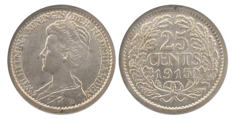 25 cent Wilhelmina 1915. FDC.                                                                                                                                                                                                                                  