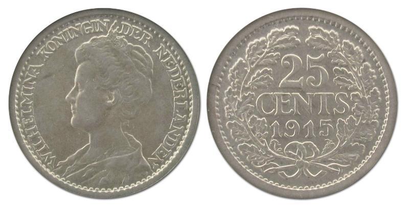 25 cent Wilhelmina 1915. FDC.                                                                                                                                                                                                                                  