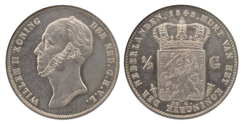 1/2 gulden Willem II 1848. FDC.                                                                                                                                                                                                                                