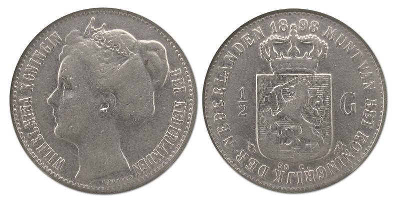 1/2 gulden Wilhelmina 1898. Fraai / Zeer Fraai.                                                                                                                                                                                                                
