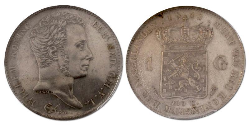 1 gulden Willem I 1819 U. FDC-.                                                                                                                                                                                                                                