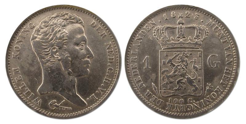 1 gulden Willem I 1823 U. Zeer Fraai / Prachtig.                                                                                                                                                                                                               