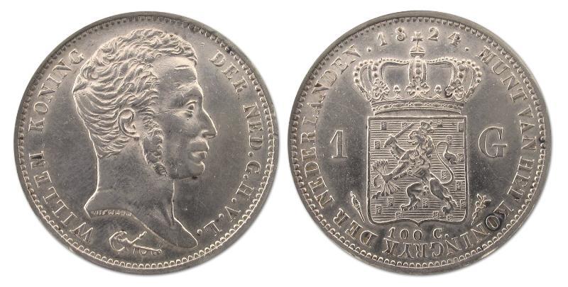 1 gulden Willem I 1824 U. Prachtig / FDC.                                                                                                                                                                                                                      