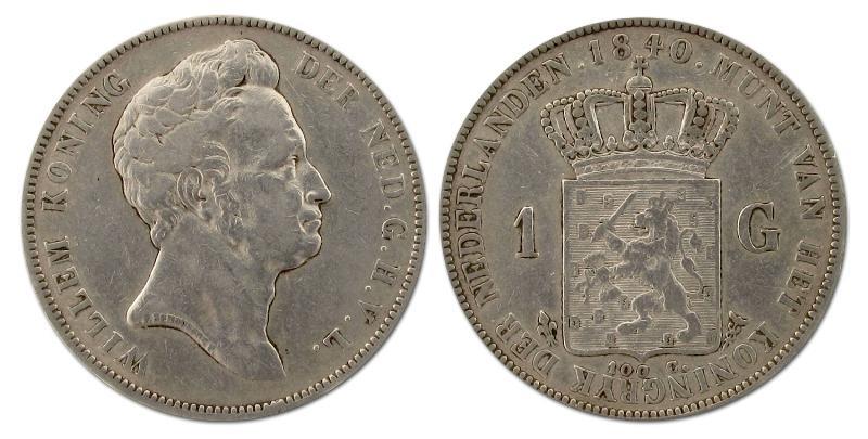 1 gulden Willem I 1840. Zeer Fraai.                                                                                                                                                                                                                            