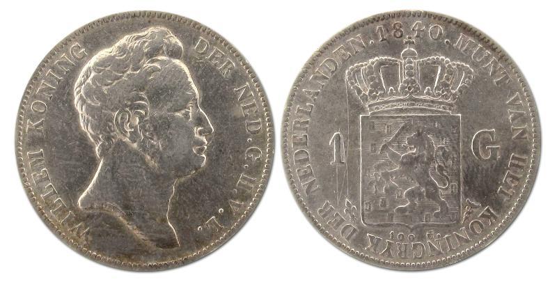 1 gulden Willem I 1840. Zeer Fraai.                                                                                                                                                                                                                            