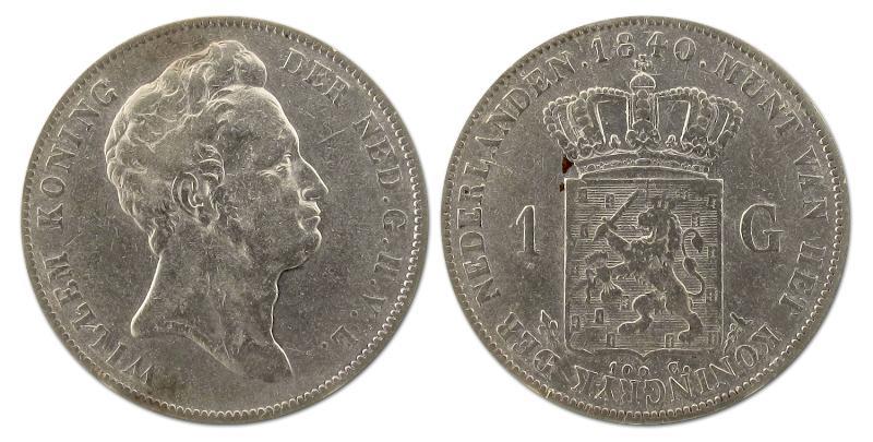 1 gulden Willem I 1840. Zeer Fraai -.                                                                                                                                                                                                                          