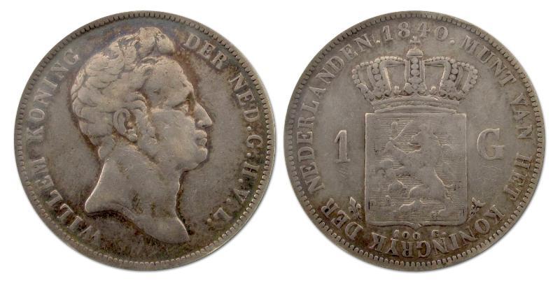 1 gulden Willem I 1840. Fraai / Zeer Fraai.                                                                                                                                                                                                                    