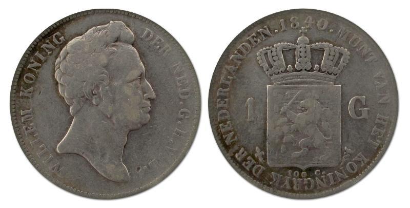 1 gulden Willem I 1840. Fraai / Zeer Fraai.                                                                                                                                                                                                                    