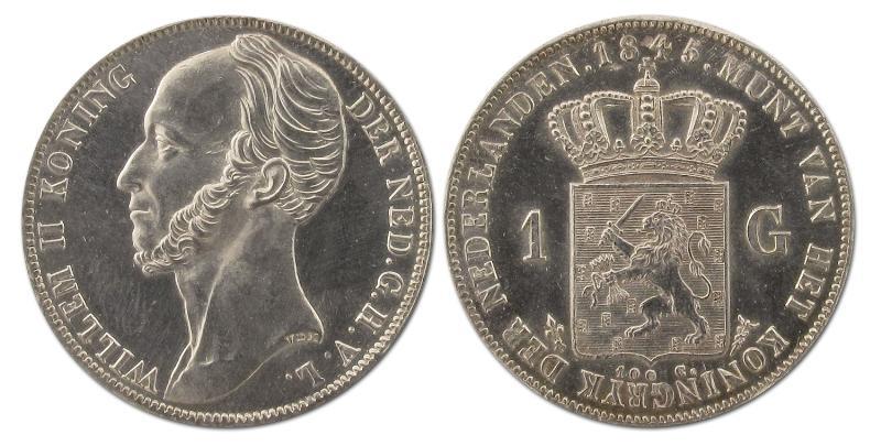 1 gulden Willem II 1845. FDC.                                                                                                                                                                                                                                  