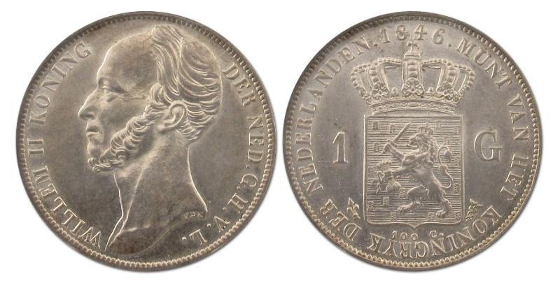 1 gulden Willem II 1846. Prachtig / FDC.                                                                                                                                                                                                                       