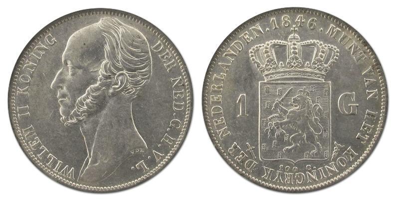 1 gulden Willem II 1846. Prachtig -.                                                                                                                                                                                                                           