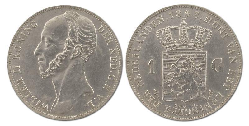 1 gulden Willem II 1848. Prachtig / FDC.                                                                                                                                                                                                                       